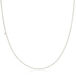 A white gold 14k Gold Asymmetrical Number Necklace - 1 with a cable chain on a white background. 