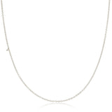 A white gold 14k Gold Asymmetrical Number Necklace - 1 with a cable chain on a white background. 