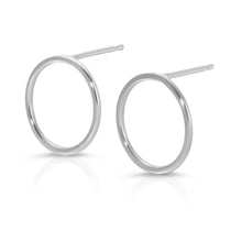 A pair of Open Eclipse Earrings - Large in white gold on a white background.