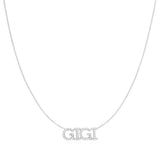 A Pavé 'GIGI' Necklace in white gold on a bead chain on a white background.