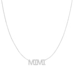 A Pavé MIMI Necklace in white gold on a cable chain on a white background.