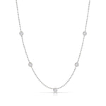 Quintet Diamond Layering Necklace in white gold on a white background. 