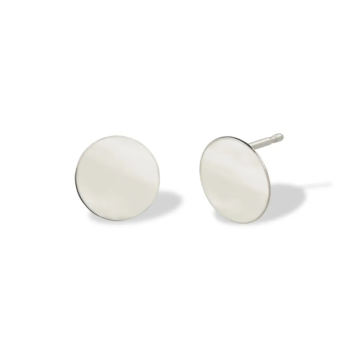 A pair of Solid Eclipse Earrings - Small in white gold on a white background. 