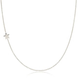 A white gold 14k Gold Asymmetrical Charm Necklace - Star with a cable chain on a white background. 