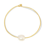 A Baroque White Pearl Bangle on a white background. 