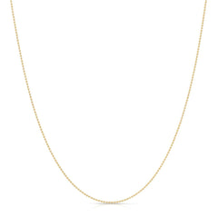 A Classic Bead Chain in yellow gold on a white background. 
