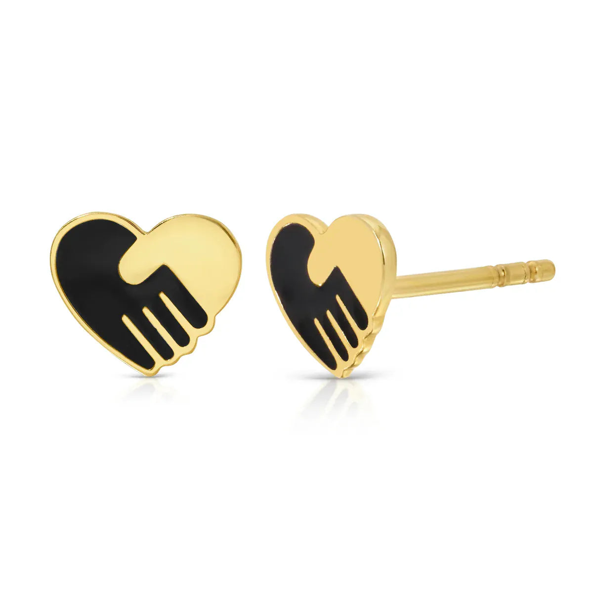 A pair of Enamel Gold Unity Earrings on a white background. 