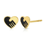 A pair of Enamel Gold Unity Earrings on a white background. 
