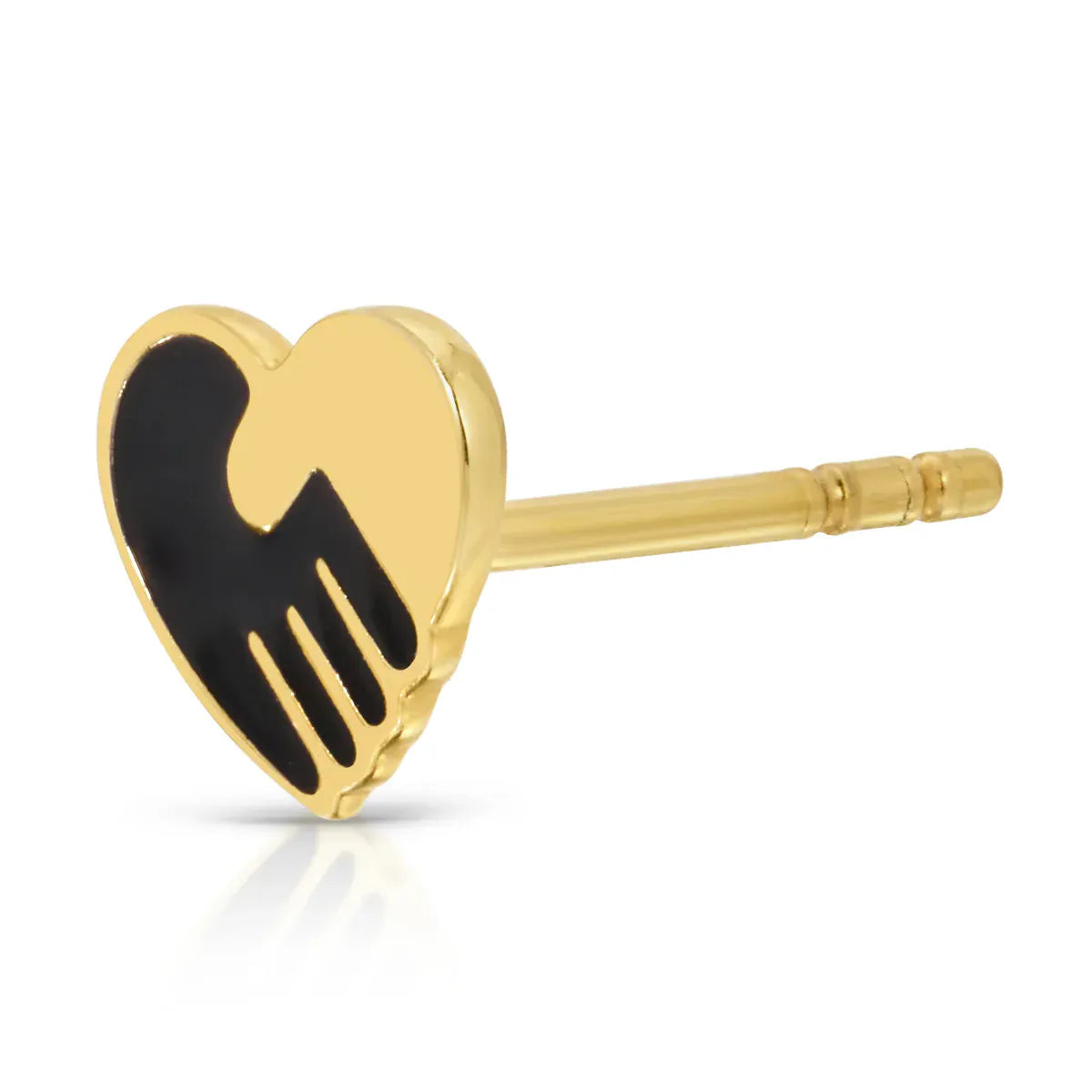 An Enamel Gold Unity Earring on a white background. 