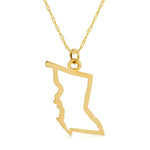 A British Columbia pendant necklace in yellow gold on a white background.  