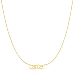Petite Zodiac Necklace ‘cancer’ in yellow gold on a white background.