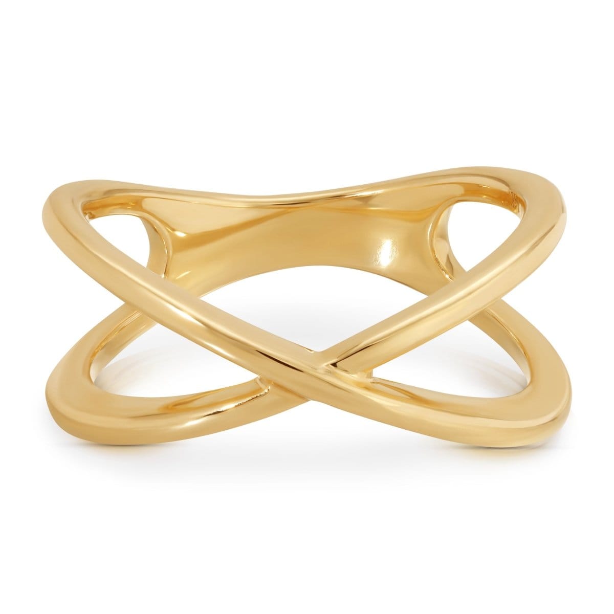 A Criss-Cross Duo Ring in yellow gold on a white background. 
