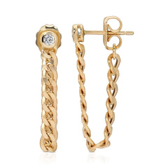 A pair of Highball Diamond Chain Earrings on a white background. 