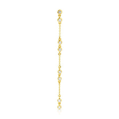 A Stardust Earring in yellow gold on a white background. 