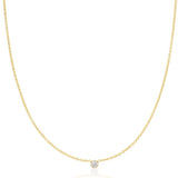 A yellow gold Diamond Layering Necklace on a white background. 