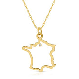 A France pendant necklace in yellow gold with a diamond on a white background.