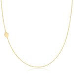 A yellow gold 14k Gold Asymmetrical Charm Necklace - Hamsa with a bead chain on a white background. 