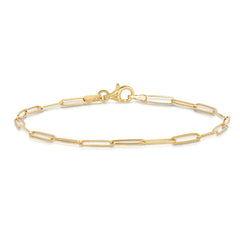 An Element Long Link Bracelet in yellow gold on a white background. 