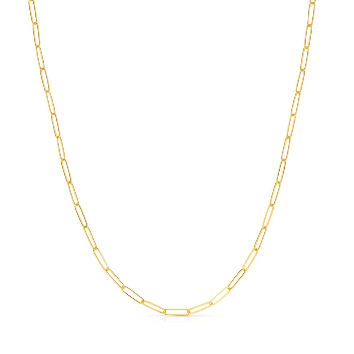An Element Long Link Chain in yellow gold on a white background. 