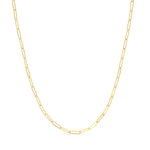 An Element Long Link Chain in yellow gold on a white background. 