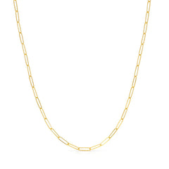 An Element Long Link Chain in yellow gold on a white background. 