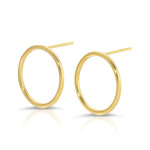A pair of Open Eclipse Earrings - Large in yellow gold on a white background. 