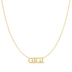 A Pavé 'GIGI' Necklace in yellow gold on a cable chain on a white background.