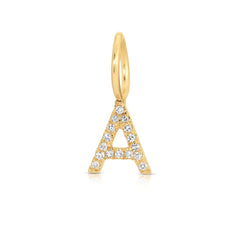 A yellow gold Pavé Letter Charm in A on a white background.