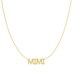 A Pavé MIMI Necklace in yellow gold on a cable chain on a white background.