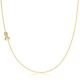 14k Gold Asymmetrical Charm Necklace - Pavé Ribbon