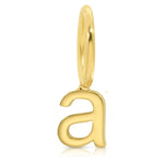 A yellow gold Petite Letter Charm in the lowercase letter a on a white background.