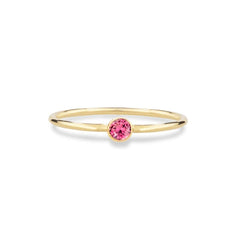 A Birthstone Ring in Pink Tourmaline - October on a white background. 