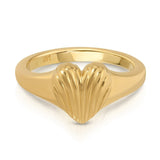 A Pinky Promise Ring on yellow gold on a white background. 