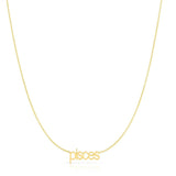 Petite Zodiac Necklace ‘pisces’ in yellow gold on a white background.