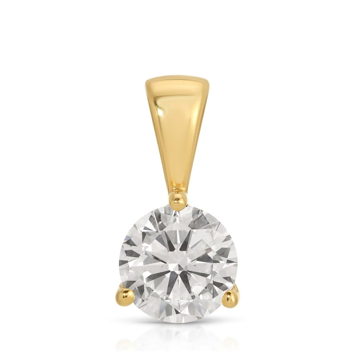 A Princess Diamond Pendant in yellow gold on a white background. 