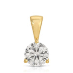 A Princess Diamond Pendant in yellow gold on a white background. 