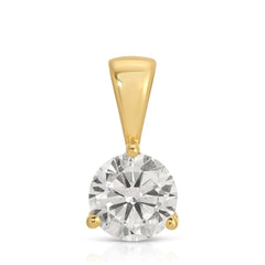 A Princess Diamond Pendant in yellow gold on a white background. 