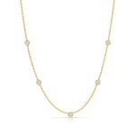 Quintet Diamond Layering Necklace in yellow gold on a white background. 