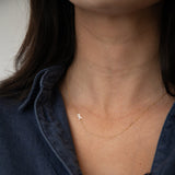 14k Gold Asymmetrical Charm Necklace - Ribbon