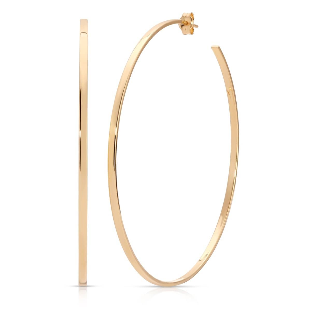 A Sleek & Chic Hoops - Large in yellow gold on a white background. 