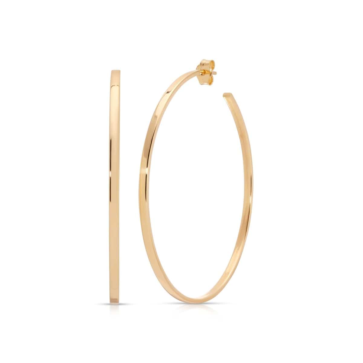 A Sleek & Chic Hoops - Medium in yellow gold on a white background. 