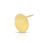A Solid Eclipse Earring - Large in yellow gold on a white background. 