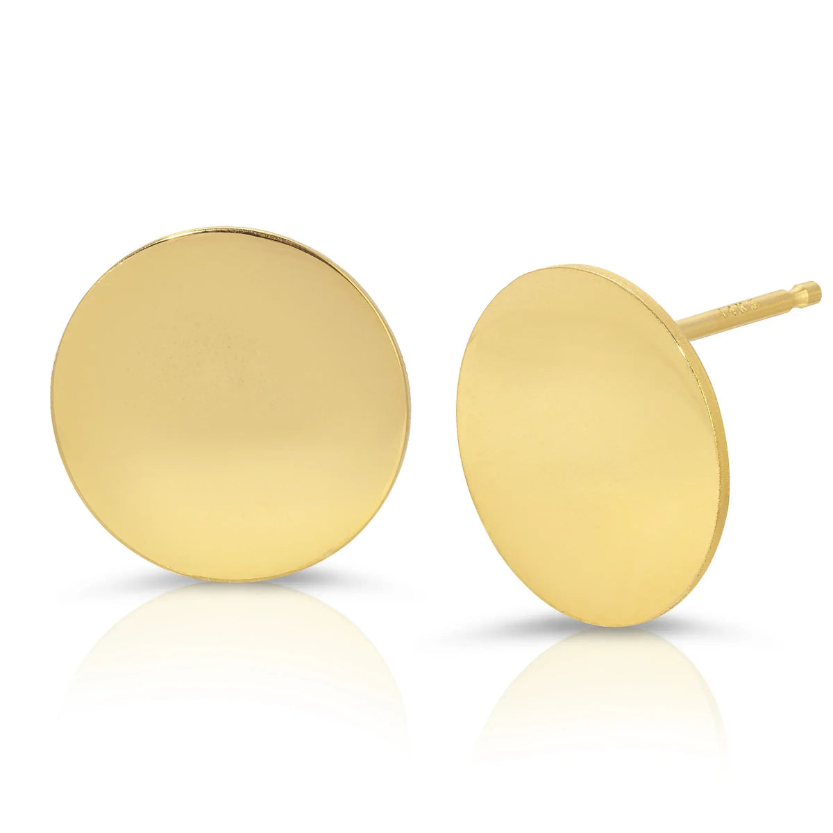 A pair of Solid Eclipse Earrings - Large in yellow gold on a white background. 