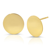 A pair of Solid Eclipse Earrings - Large in yellow gold on a white background.