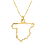 A Spain pendant necklace in yellow gold on a white background.