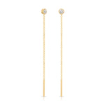 Threader Earrings Diamond in yellow gold on a white background. 