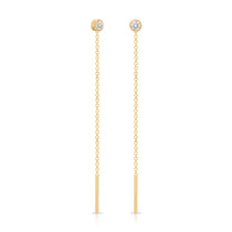 Threader Earrings Diamond in yellow gold on a white background.