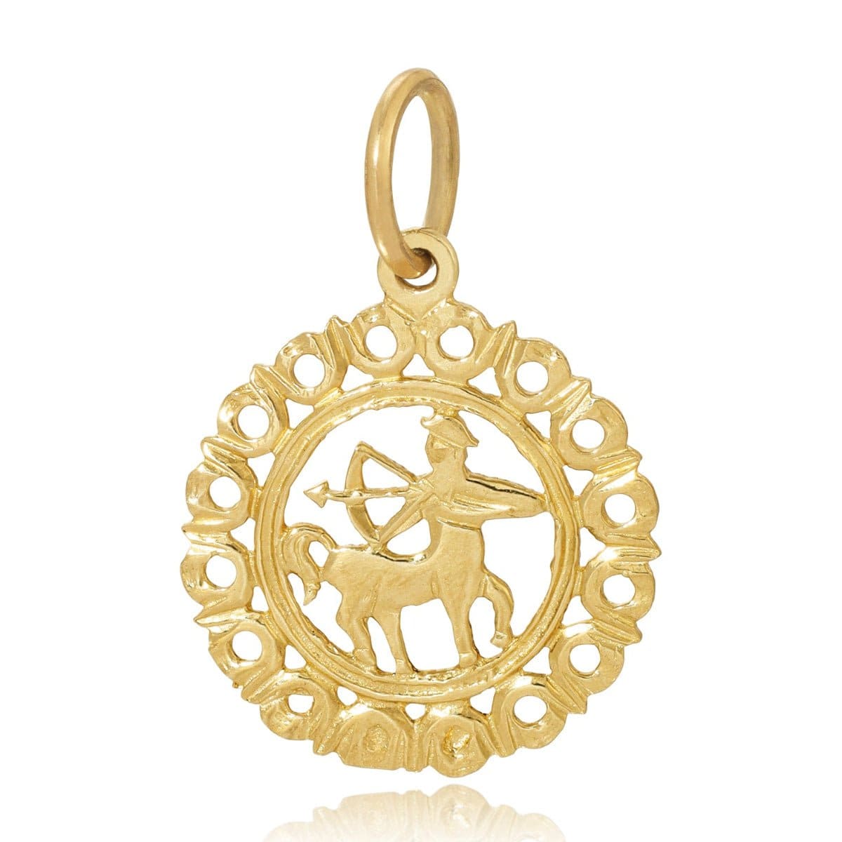 The Zodiac Pendant in Sagittarius on a white background. 