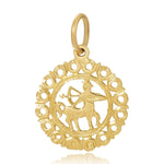 The Zodiac Pendant in Sagittarius on a white background. 