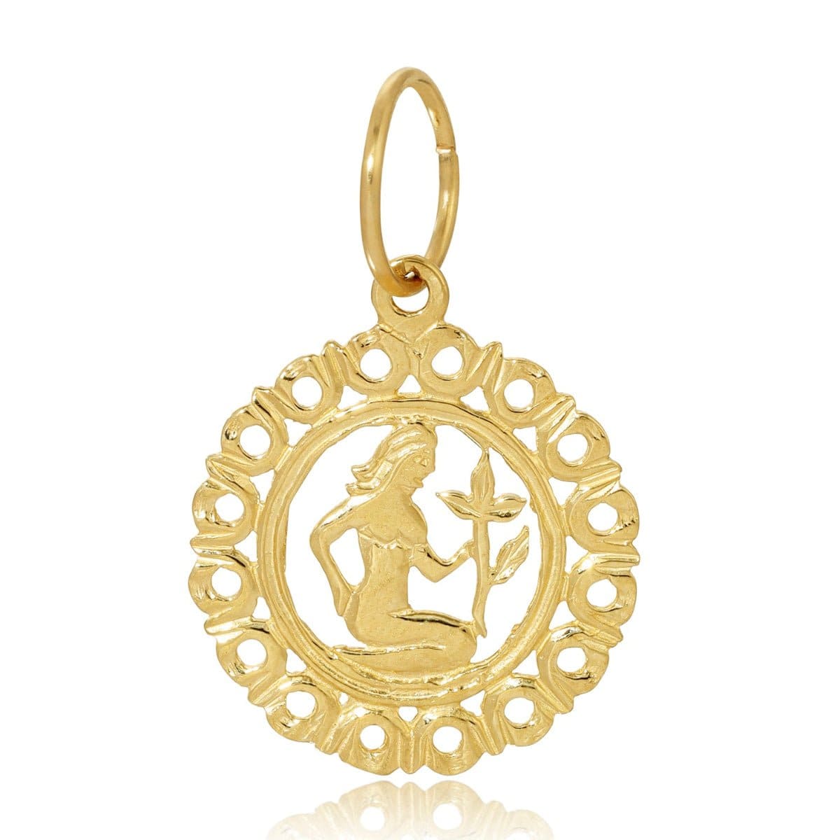 The Zodiac Pendant in Virgo on a white background.